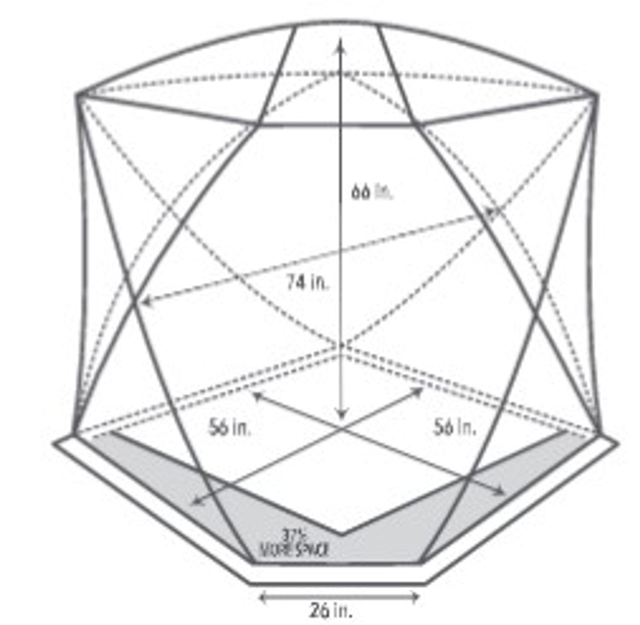 Ameristep Pro Series Insulated 59x59 pop-up ground blind dimensional diagram showing interior height and width measurements on white background