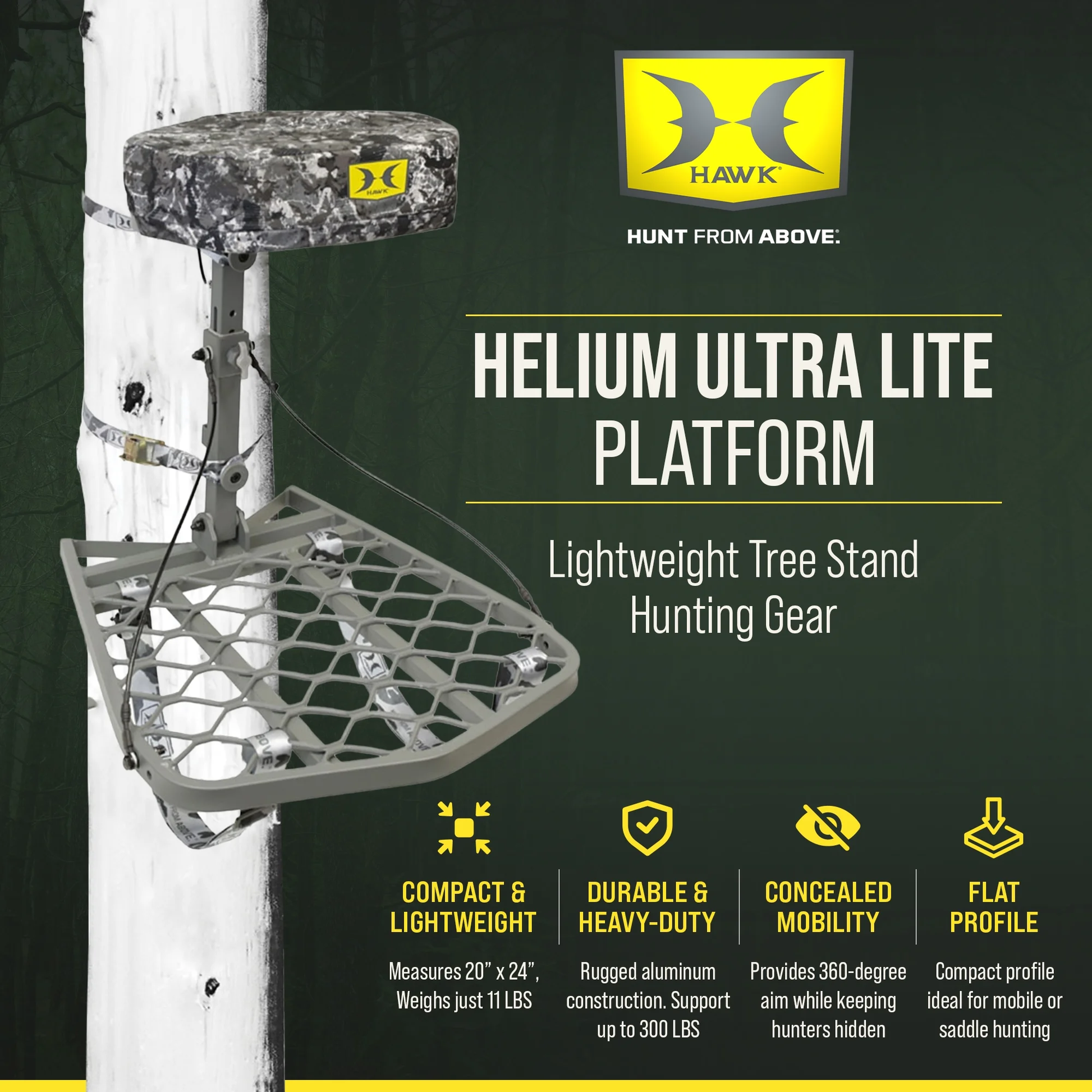 Hawk Helium Ultra Lite Hang-On Treestand - 11lbs