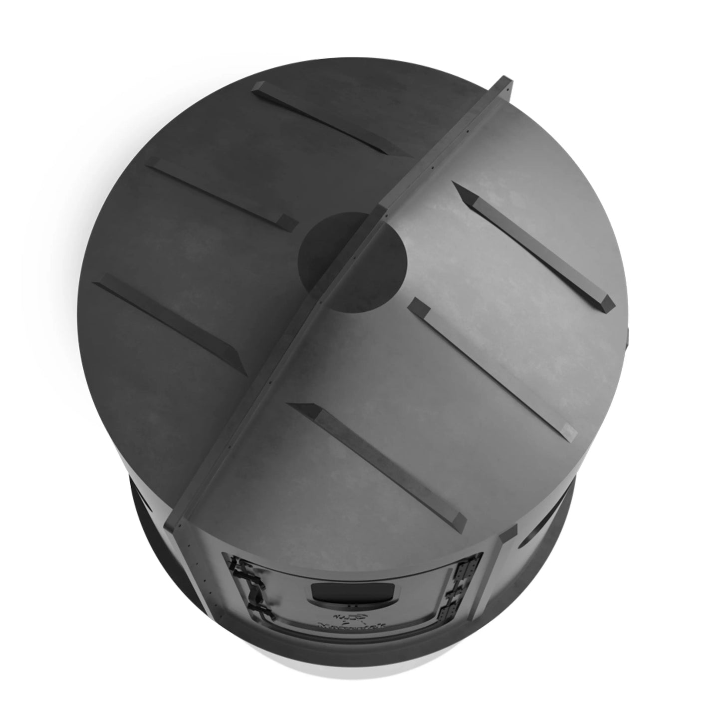 Top-down view of the Maverick 5 Shooter GX black deer hunting blind roof showing durable molded construction, sold by Outdoors For Less