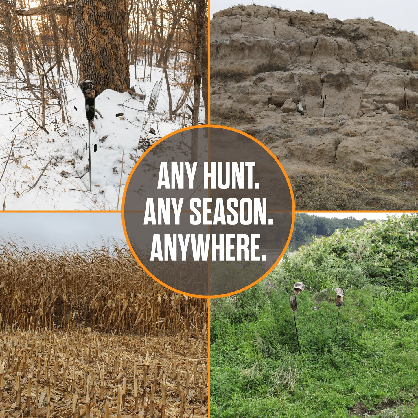 GhostBlind Runner hunting blind set up in open field with mirrored exterior panels