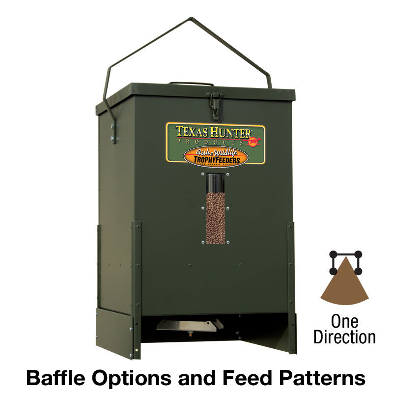 TF100: Texas Hunter 50 lb.Semi-Directional Hanging Fish Feeder