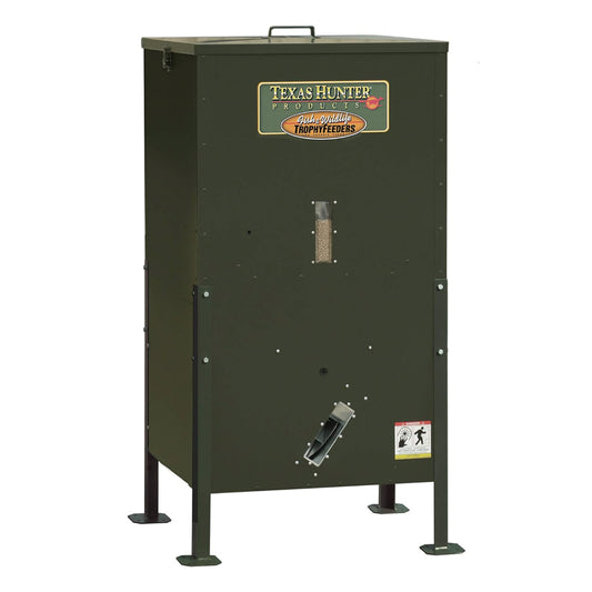 High-quality, durable Texas Hunter 250 lb lake and pond automatic fish feeder with straight legs