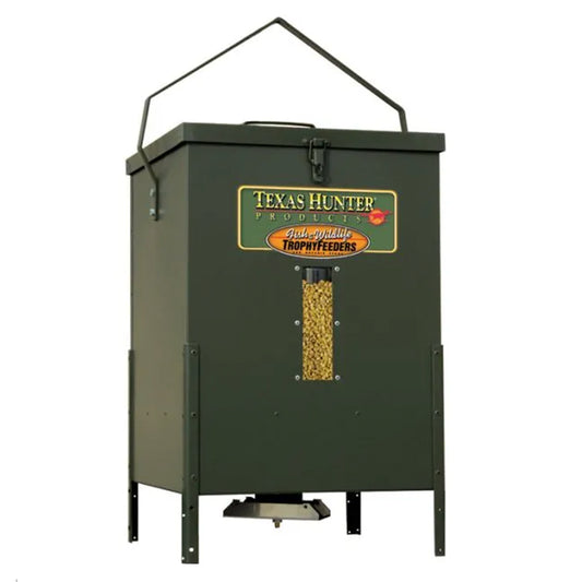 High-quality, durable Texas Hunter 50 lb semi-directional hanging automatic fish feeder