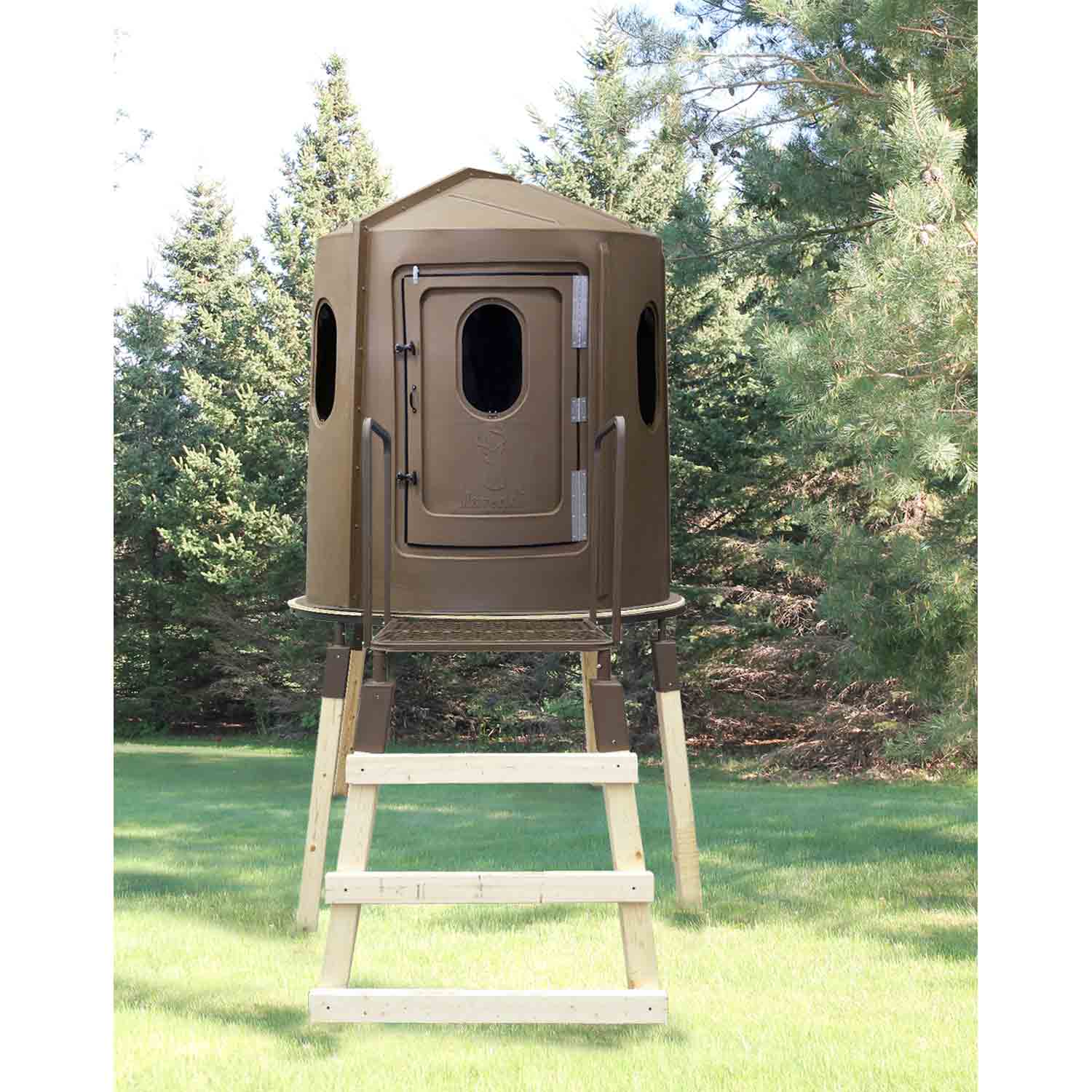 Maverick 6-Shooter Deer Hunting Blind in Brown with Slide-Lock Door Seals