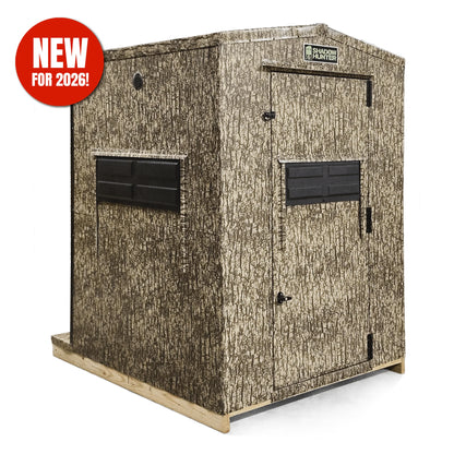 Shadow Hunter 5x6 Hybrid Combo enclosed hunting blind with two shooting windows and camo exterior