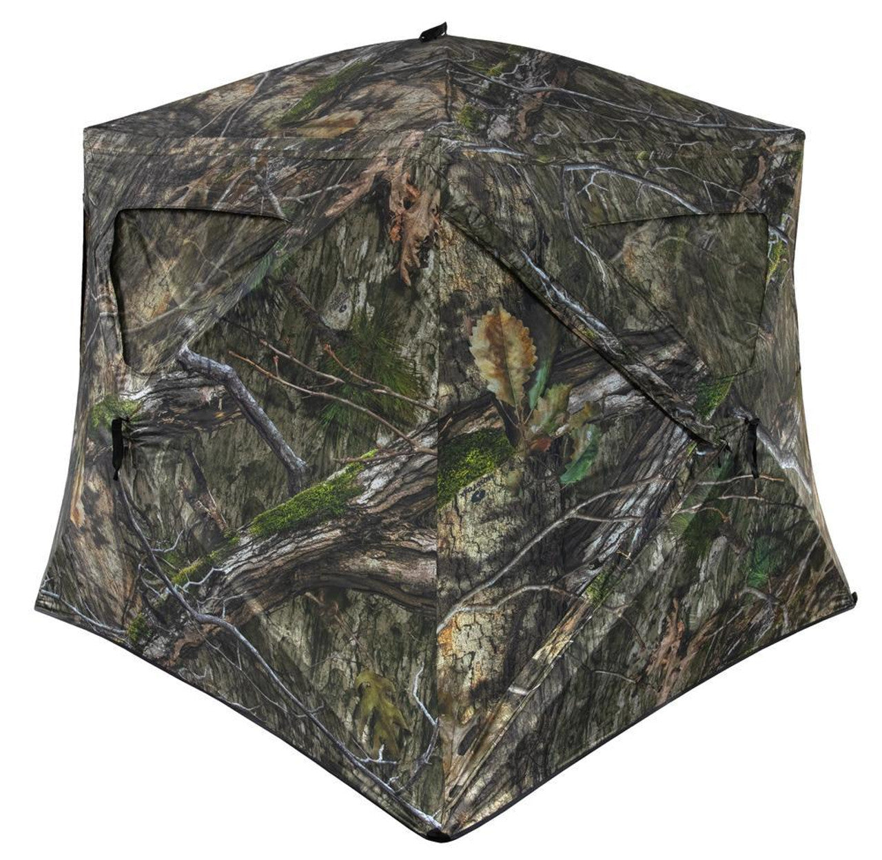 Ameristep Brickhouse 75x75 Wide Bottom ground blind front angle showing Mossy Oak Break-Up Country camouflage pattern on white background