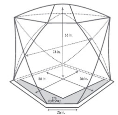 Ameristep Pro Series Insulated 59x59 pop-up ground blind dimensional diagram showing interior height and width measurements on white background