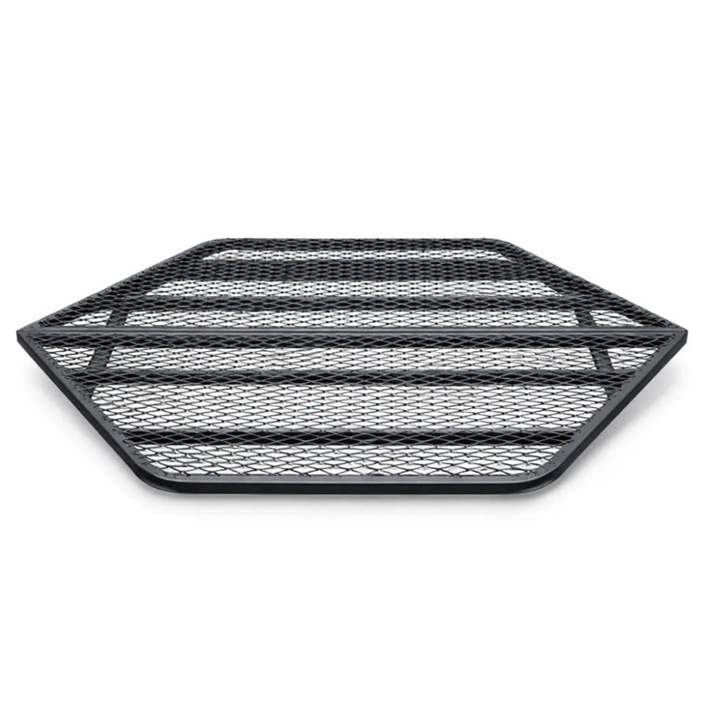 Hawk Scout hunting blind metal floor platform close-up, grated surface for traction and drainage