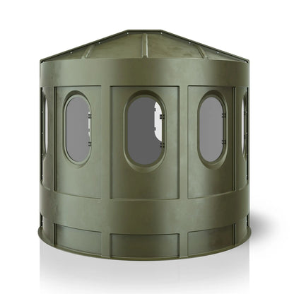 Maverick XL green deer hunting blind rear view with clear windows, durable ground blind sold by Outdoors For Less
