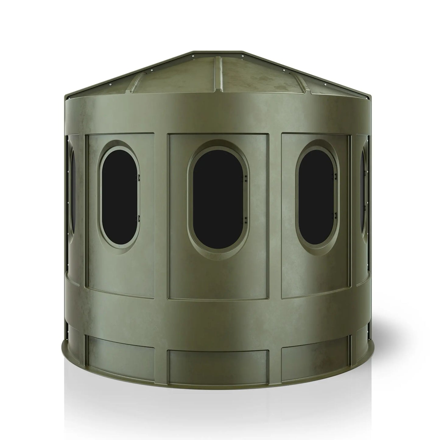 Maverick XL green deer hunting blind rear view with tinted windows, low-visibility ground blind sold by Outdoors For Less