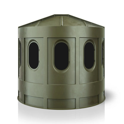 Maverick XL green deer hunting blind rear view with tinted windows, low-visibility ground blind sold by Outdoors For Less