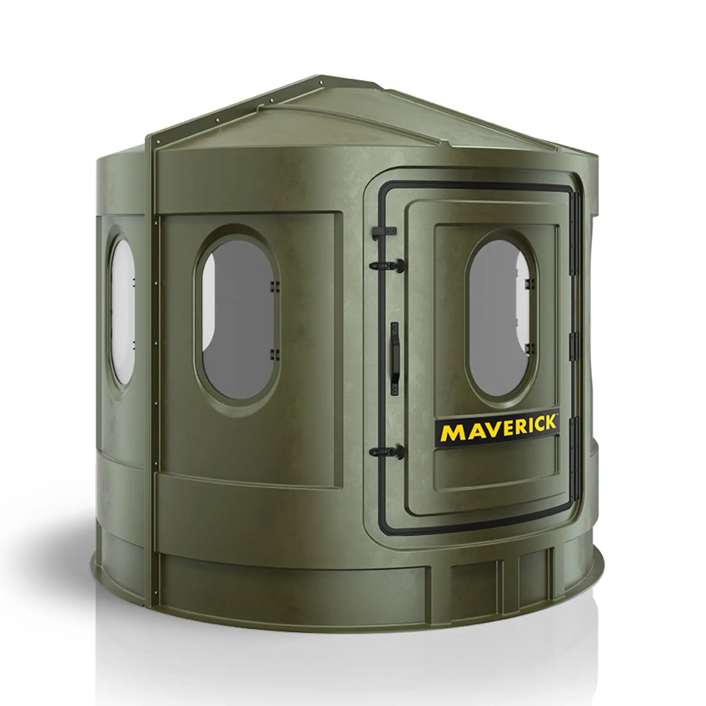 Maverick XL green deer hunting blind left side view with clear windows, spacious ground blind sold by Outdoors For Less