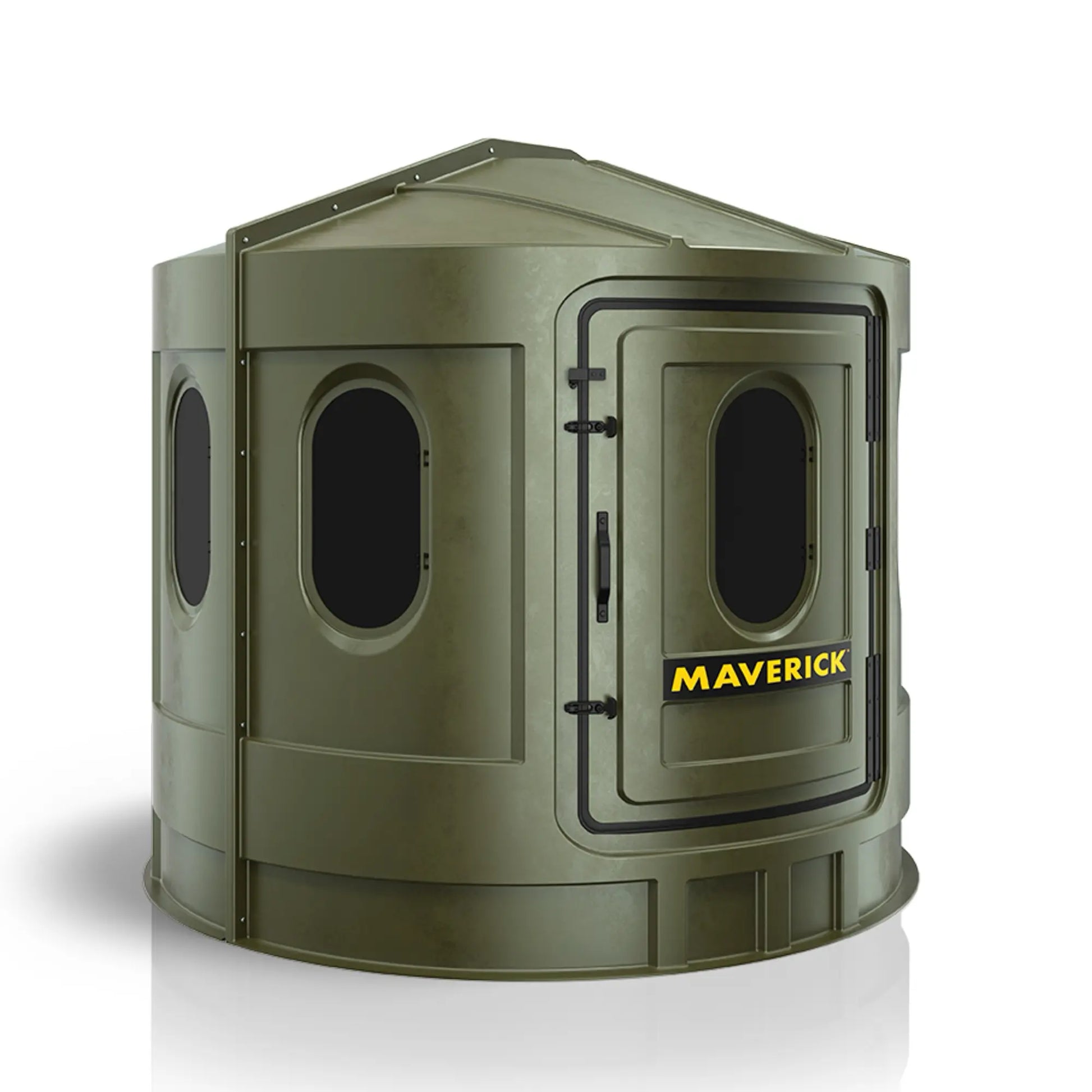 Maverick XL green deer hunting blind left side view with tinted windows, concealment-focused ground blind sold by Outdoors For Less