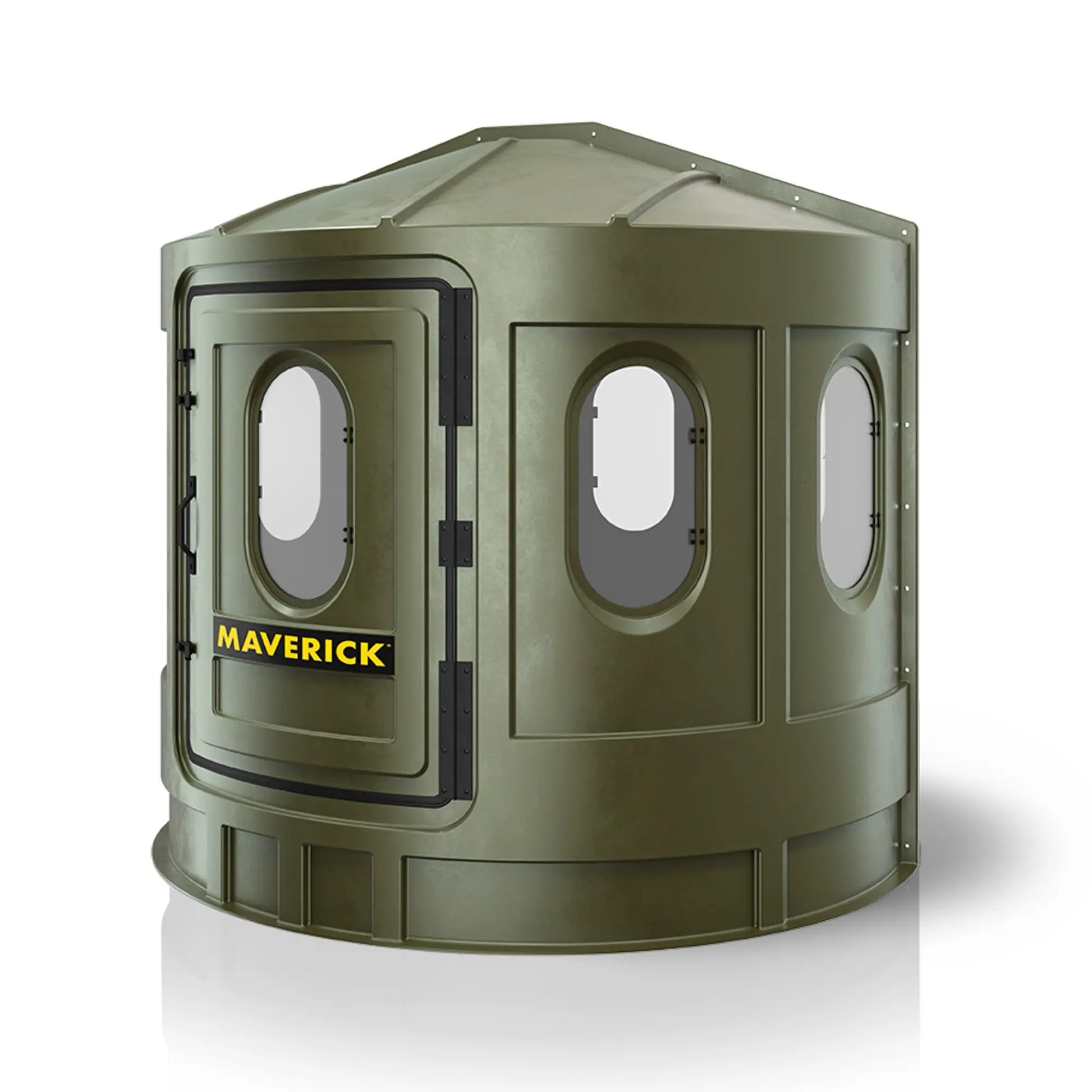 Maverick XL green deer hunting blind right side view with clear windows, durable ground blind sold by Outdoors For Less
