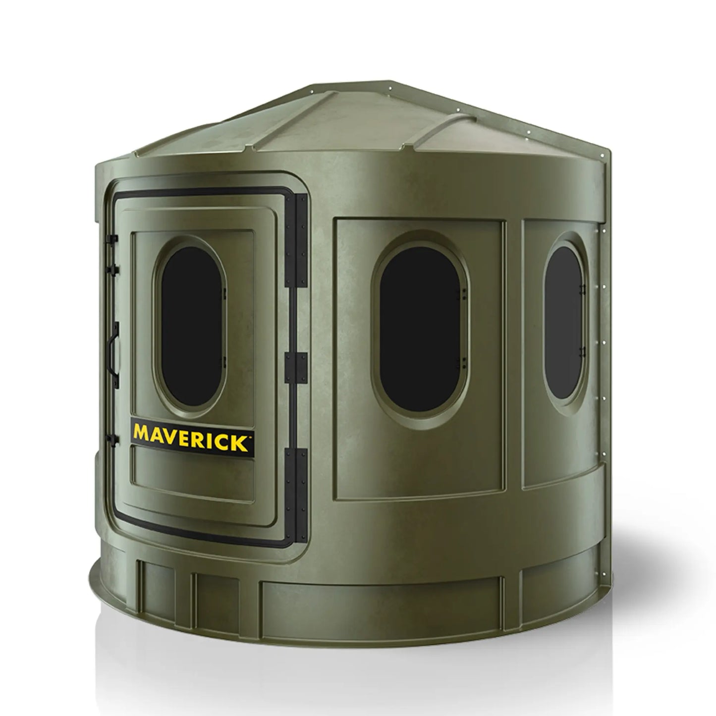 Maverick XL green deer hunting blind right side view with tinted windows, low-visibility ground blind sold by Outdoors For Less