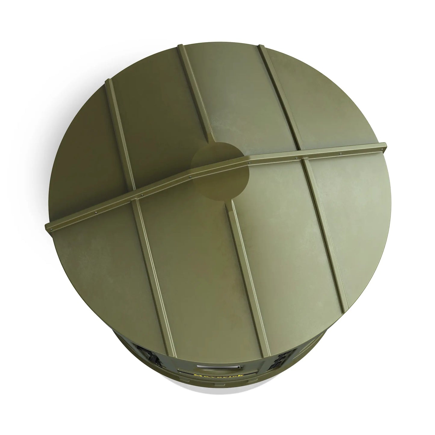 Top-down view of the Maverick XL green deer hunting blind roof showing durable molded construction, sold by Outdoors For Less