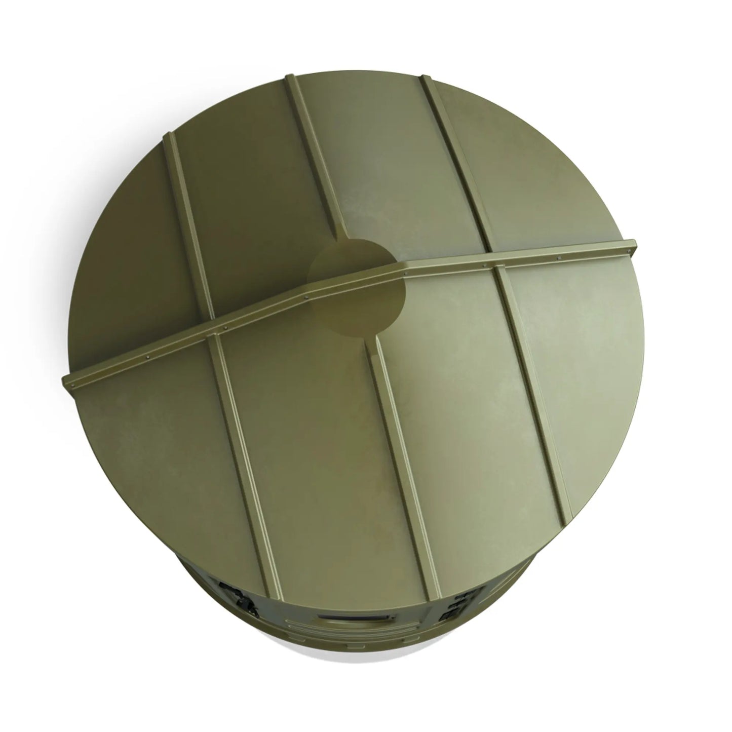 Top-down view of the Maverick XL green deer hunting blind roof with tinted window panels, durable molded construction sold by Outdoors For Less