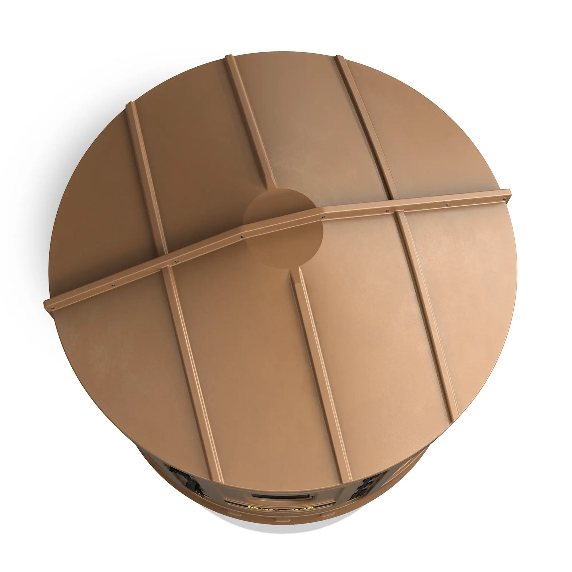 Top-down view of the Maverick XL tan deer hunting blind roof showing durable molded construction, sold by Outdoors For Less