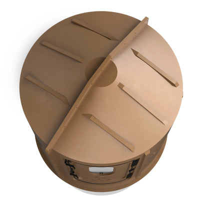 Top-down view of the Maverick 5 Shooter GX brown deer hunting blind roof showing durable molded construction, sold by Outdoors For Less