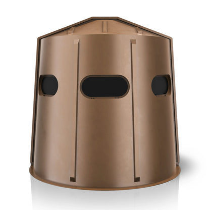 Maverick 5 Shooter GX brown deer hunting blind rear view, low-profile ground blind sold by Outdoors For Less