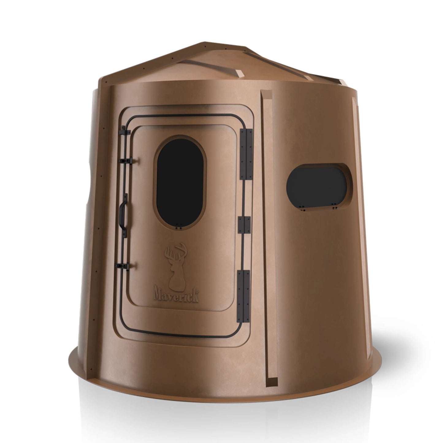 Maverick 5 Shooter GX brown deer hunting blind side profile view, portable ground blind sold by Outdoors For Less