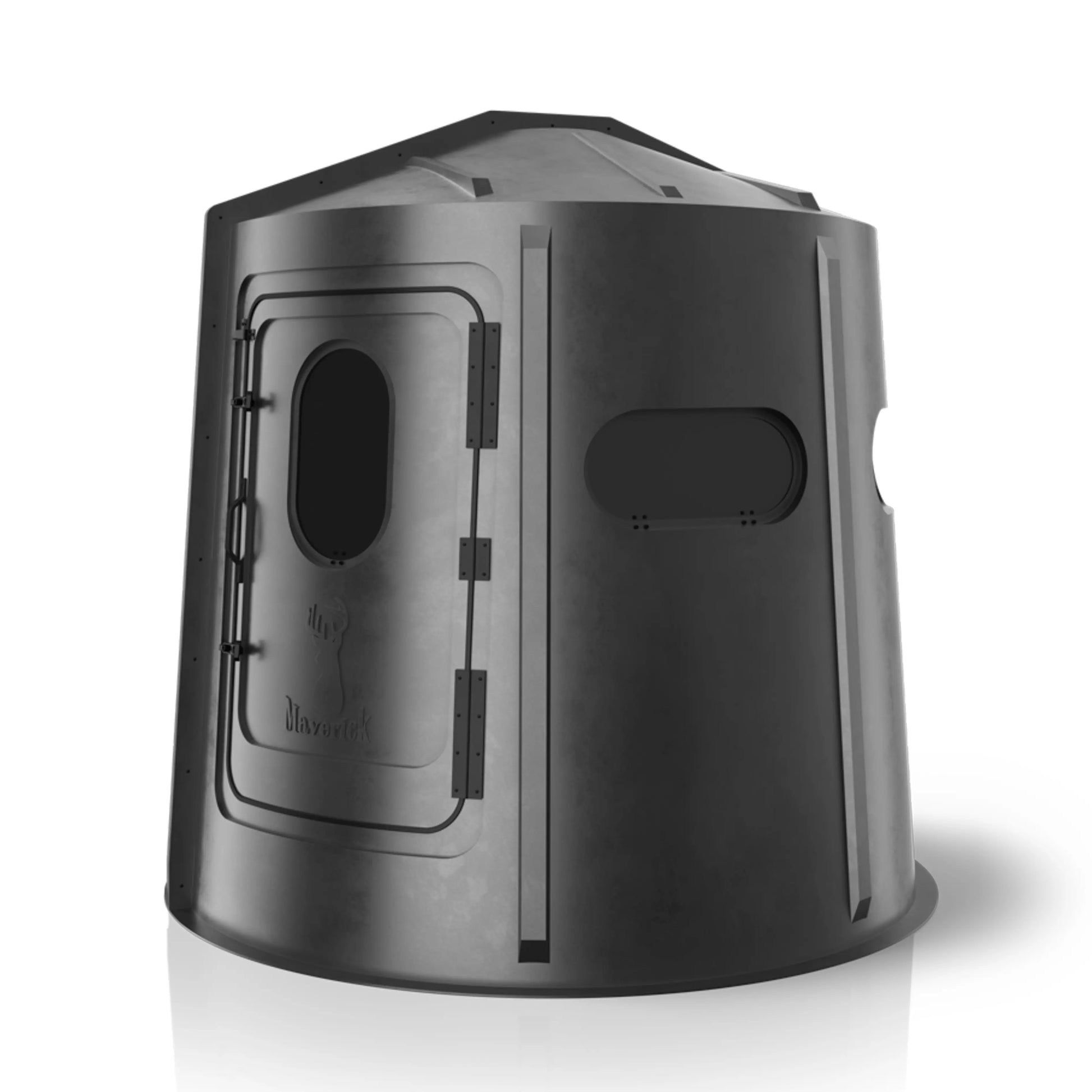 Maverick 5 Shooter GX black deer hunting blind right side view, compact ground blind sold by Outdoors For Less