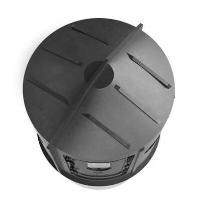 Angled top view of the Maverick 5 Shooter GX black deer hunting blind roof, compact ground blind sold by Outdoors For Less