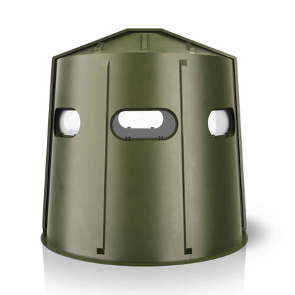 Maverick 5 Shooter GX green deer hunting blind front view, compact ground blind sold by Outdoors For Less