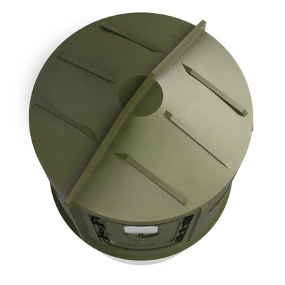 Angled top view of the Maverick 5 Shooter GX green deer hunting blind roof, compact ground blind sold by Outdoors For Less