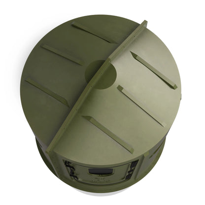 Top-down view of the Maverick 5 Shooter GX green deer hunting blind roof showing durable molded construction, sold by Outdoors For Less