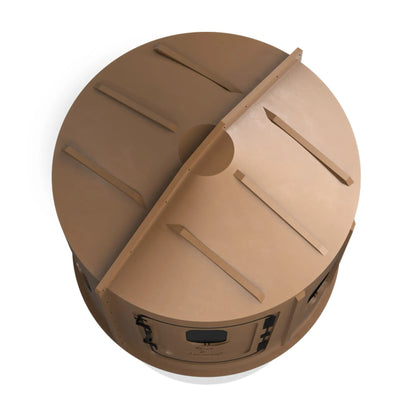 Top-down view of the Maverick 6 Shooter brown deer hunting blind roof with tinted window panels, durable molded construction sold by Outdoors For Less