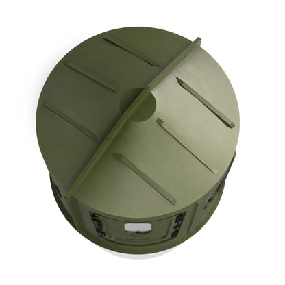 Top-down view of the Maverick 6 Shooter green deer hunting blind roof with clear window panels, durable molded construction sold by Outdoors For Less