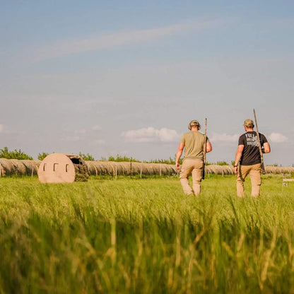Muddy Bale Blind hay bale-style ground hunting blind in open field