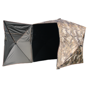Exterior view of Muddy The Garage hunting blind with durable steel frame