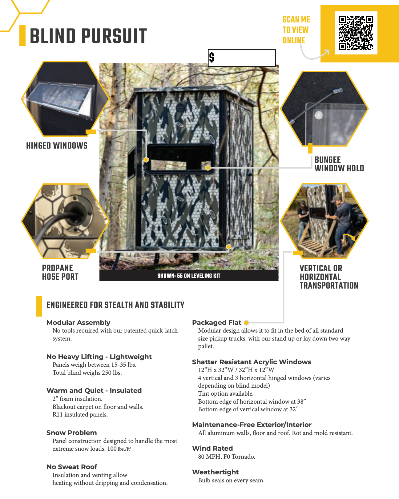 Orion Hunting - 6x6 Premium Archery/Bow Hunting Blind - Vertical Windows