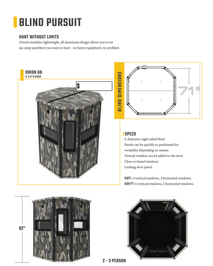 Orion Hunting - 6x6 Premium Archery/Bow Hunting Blind - Vertical Windows