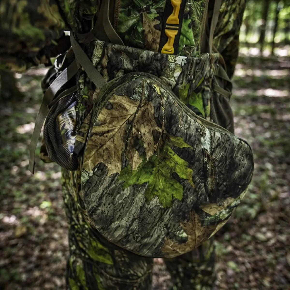 Tenzing Turkey Recliner vest camouflage fabric detail in natural setting
