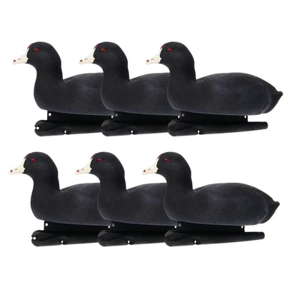 Avian-X TopFlight Coot six-pack of floating decoys, side view on white background