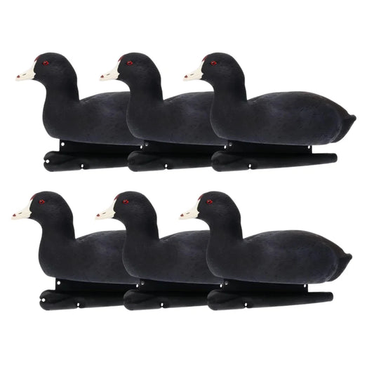 Avian-X TopFlight Coot six-pack of floating decoys, side view on white background