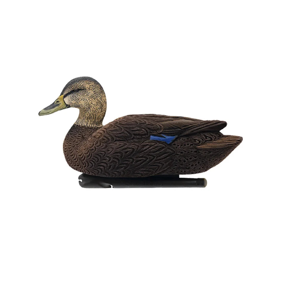 Avian-X TOPFLIGHT flocked black duck floating decoy in resting pose, side profile view