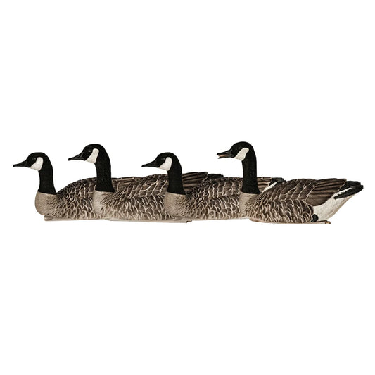 Avian-X Topflight Honkers four floating goose decoys lined up in side profile on white