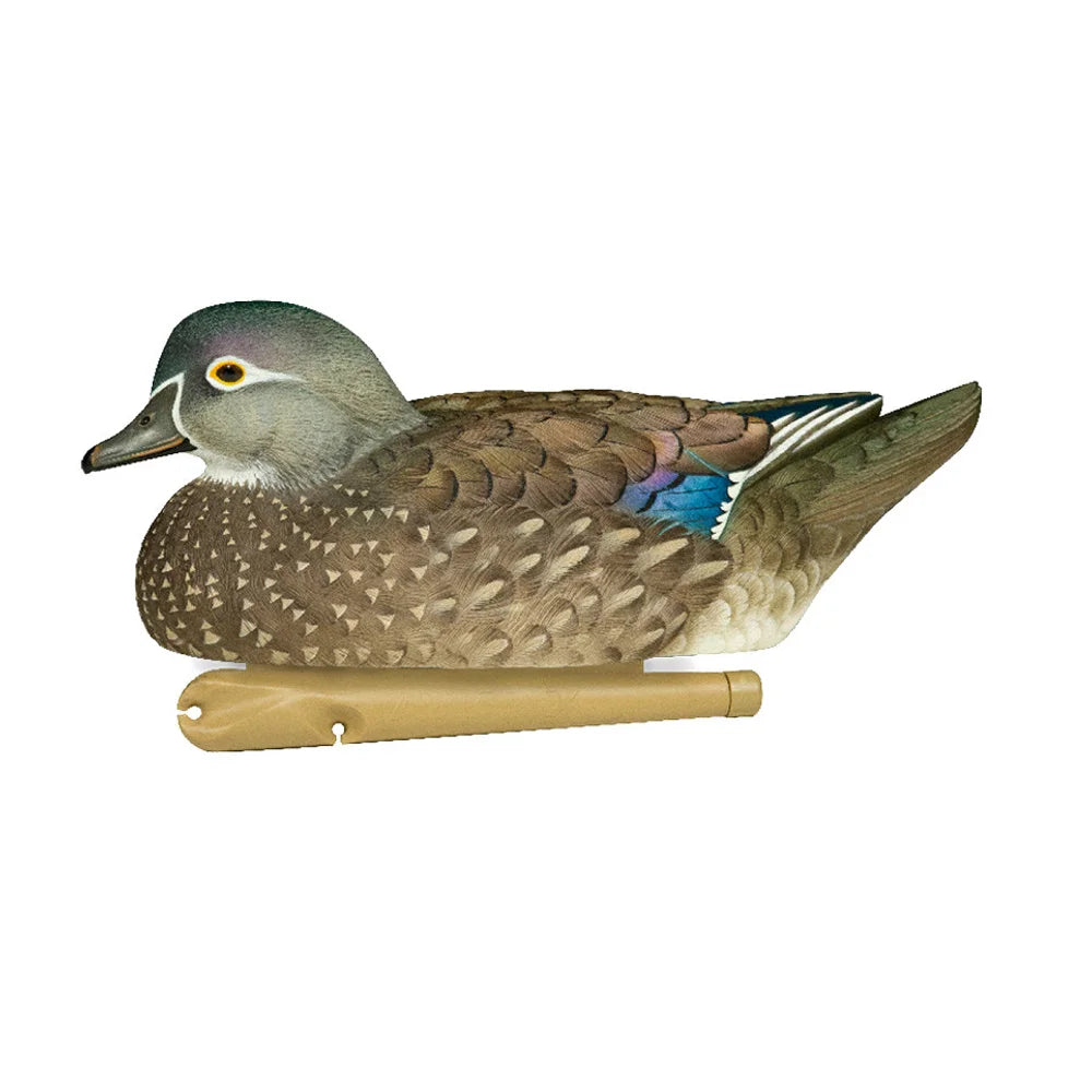 Avian-X TopFlight wood duck hen floating decoy side profile on white background