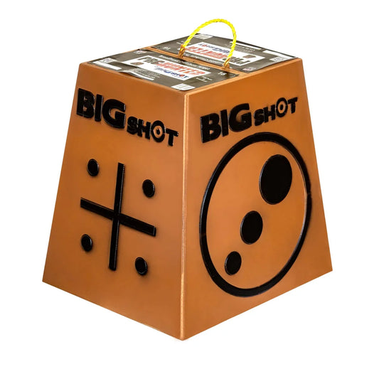Big Shot Pro Hunter 16 archery target, rear three-quarter view showing crosshair and circle target faces on white background