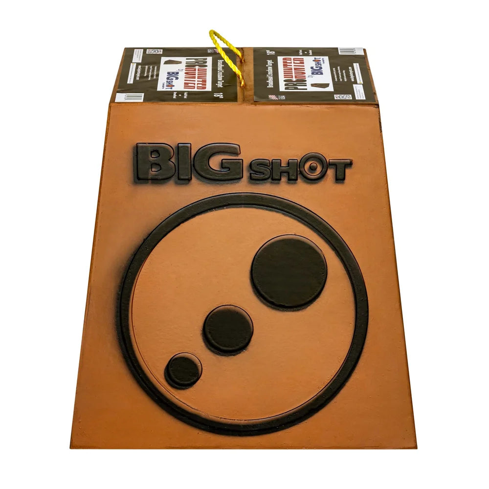Big Shot Pro Hunter 16 archery target, side face view showing large circle with three dot aiming spots on white background