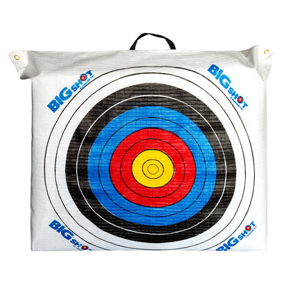 Big Shot Targets Outdoor Range Bag Target, front view showing large single bullseye face on white background