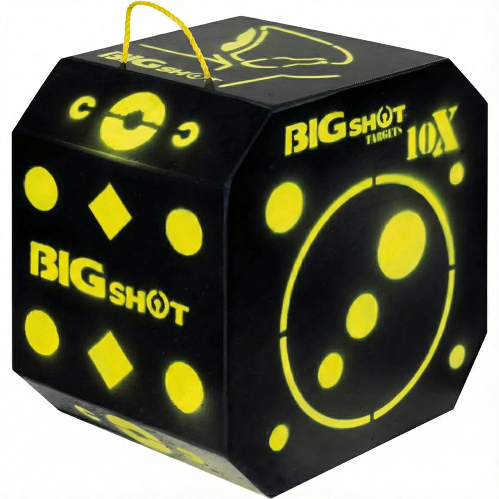 BIGshot Targets Titan XS Easy Pull Crossbow Target, front right three-quarter view showing circle and spot aiming points