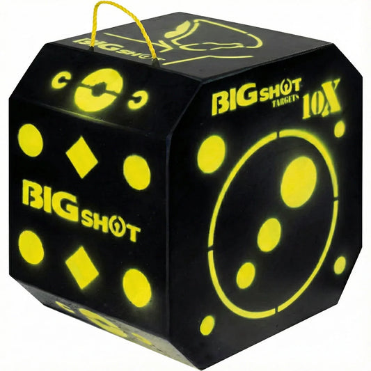 BIGshot Targets Titan XS Easy Pull Crossbow Target, front right three-quarter view showing circle and spot aiming points