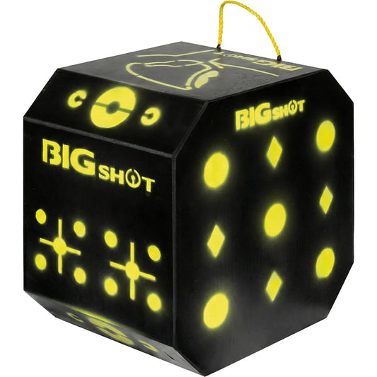BIGshot Targets Titan XS Easy Pull Crossbow Target, left rear three-quarter view showing crosshair and spot aiming points