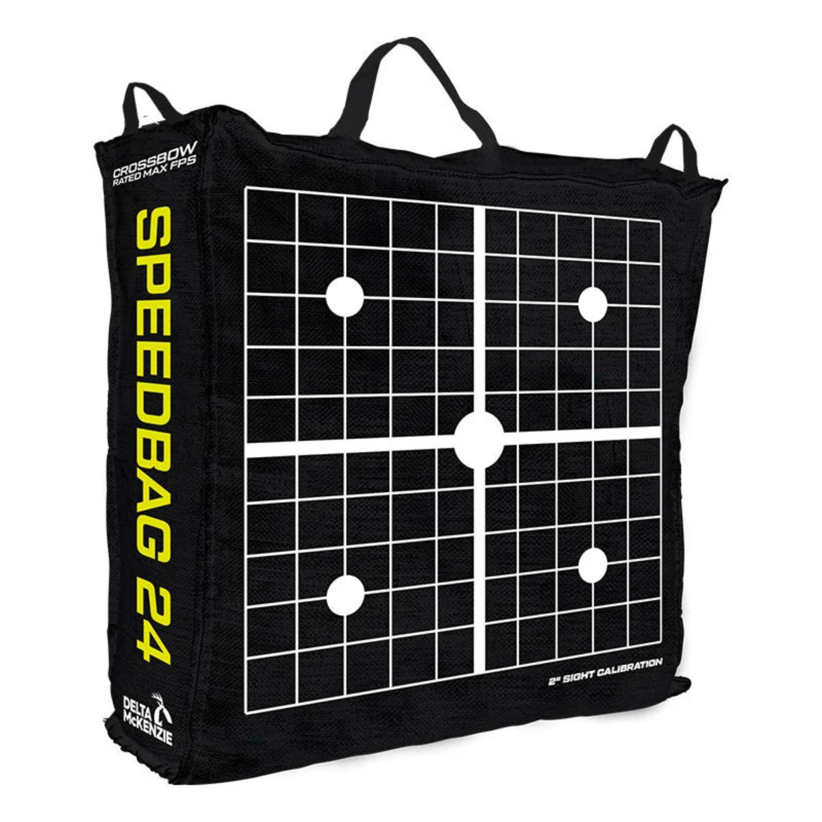 Back view of Delta McKenzie Speedbag 24 archery bag target with 2-inch sight calibration grid