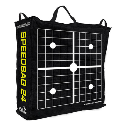 Back view of Delta McKenzie Speedbag 24 archery bag target with 2-inch sight calibration grid